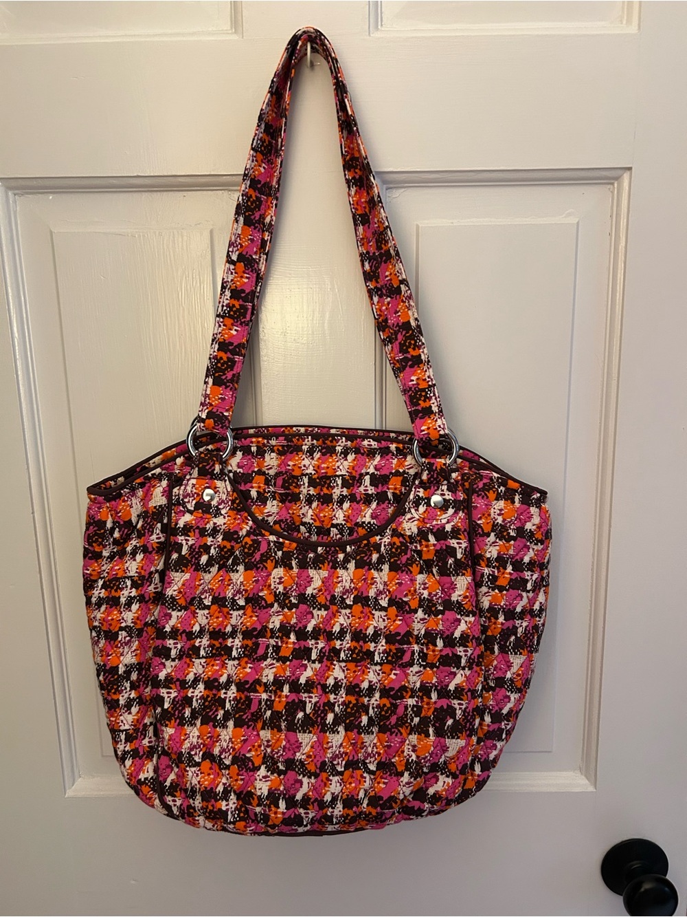 Vera Bradley Pink & Orange Tweed-Style Shoulder Bag